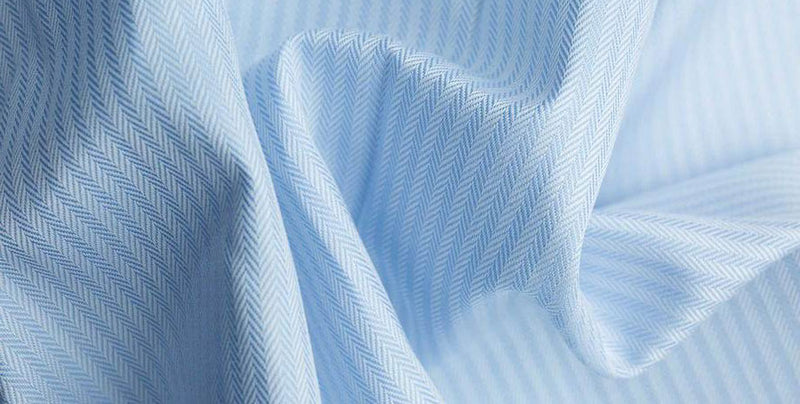 light blue herringbone pattern custom made-to-measure shirt fabric from MILK Shirts