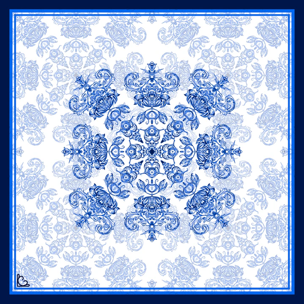 Baroque Blue Silk Pocket Square