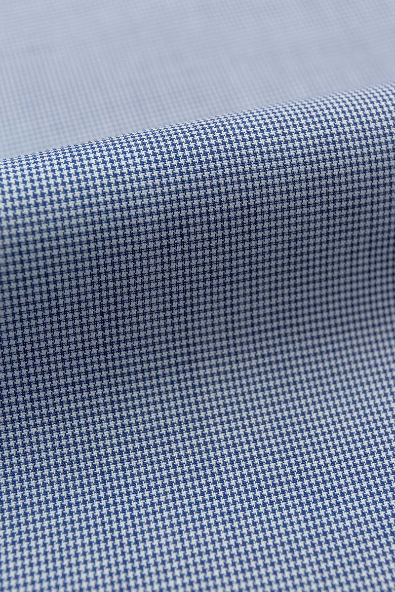 Avant 120s Ink Blue Mini Houndstooth Fabric