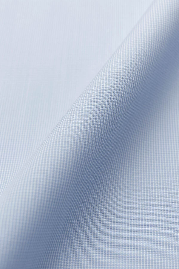 Benton 100s Micro Grid Blue Poplin Fabric