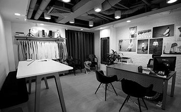 Milk Shirts showroom with displayed dress shirts