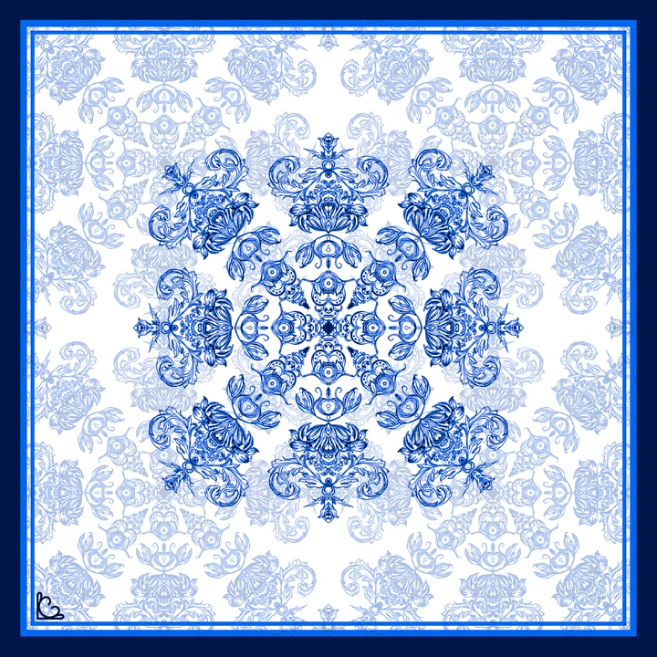 Baroque Blue Silk Pocket Square
