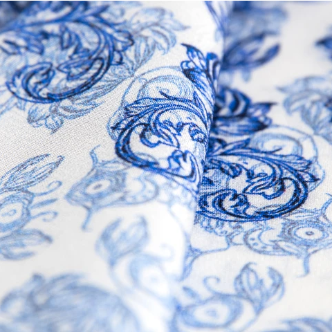 Baroque Blue Silk Pocket Square