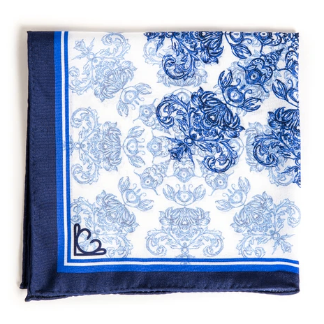 Baroque Blue Silk Pocket Square