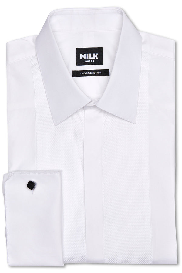 Tuxedo Dove 140s White Poplin Shirt
