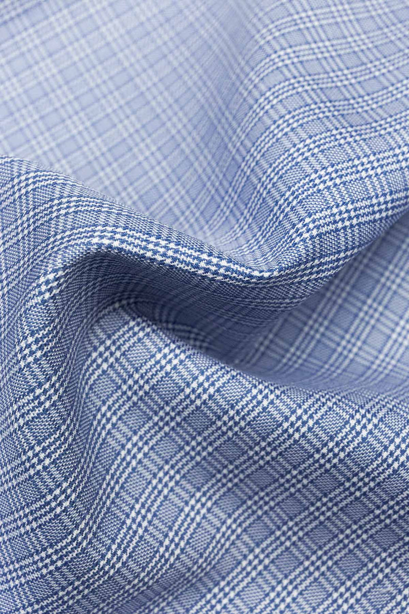 Strata 120s Blue Multi Check Twill Fabric