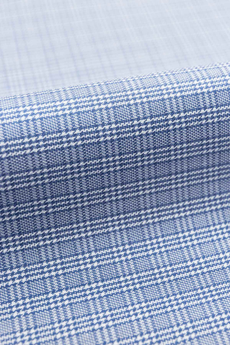 Strata 120s Blue Multi Check Twill Fabric