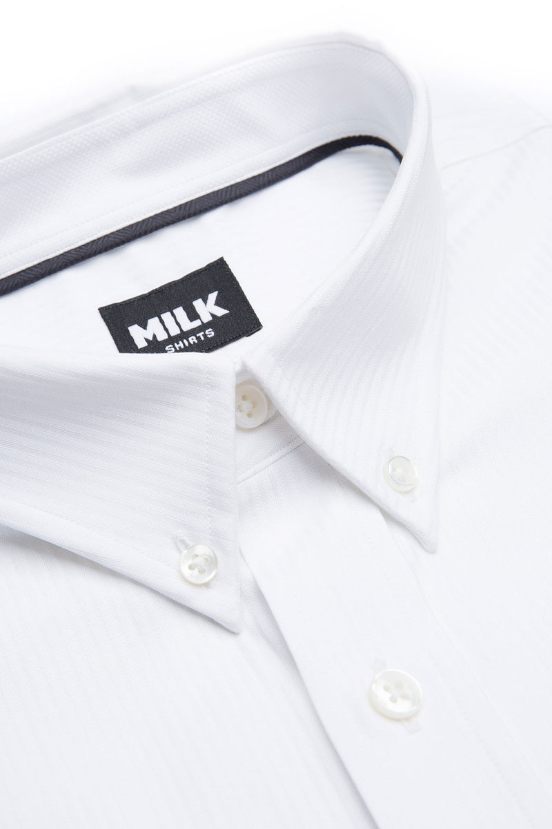 Antila 100s White Mini Herringbone Shirt