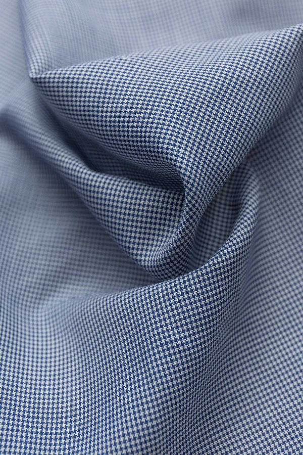 Avant 120s Ink Blue Mini Houndstooth Fabric