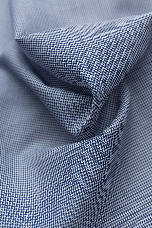 Avant 120s Ink Blue Mini Houndstooth Fabric