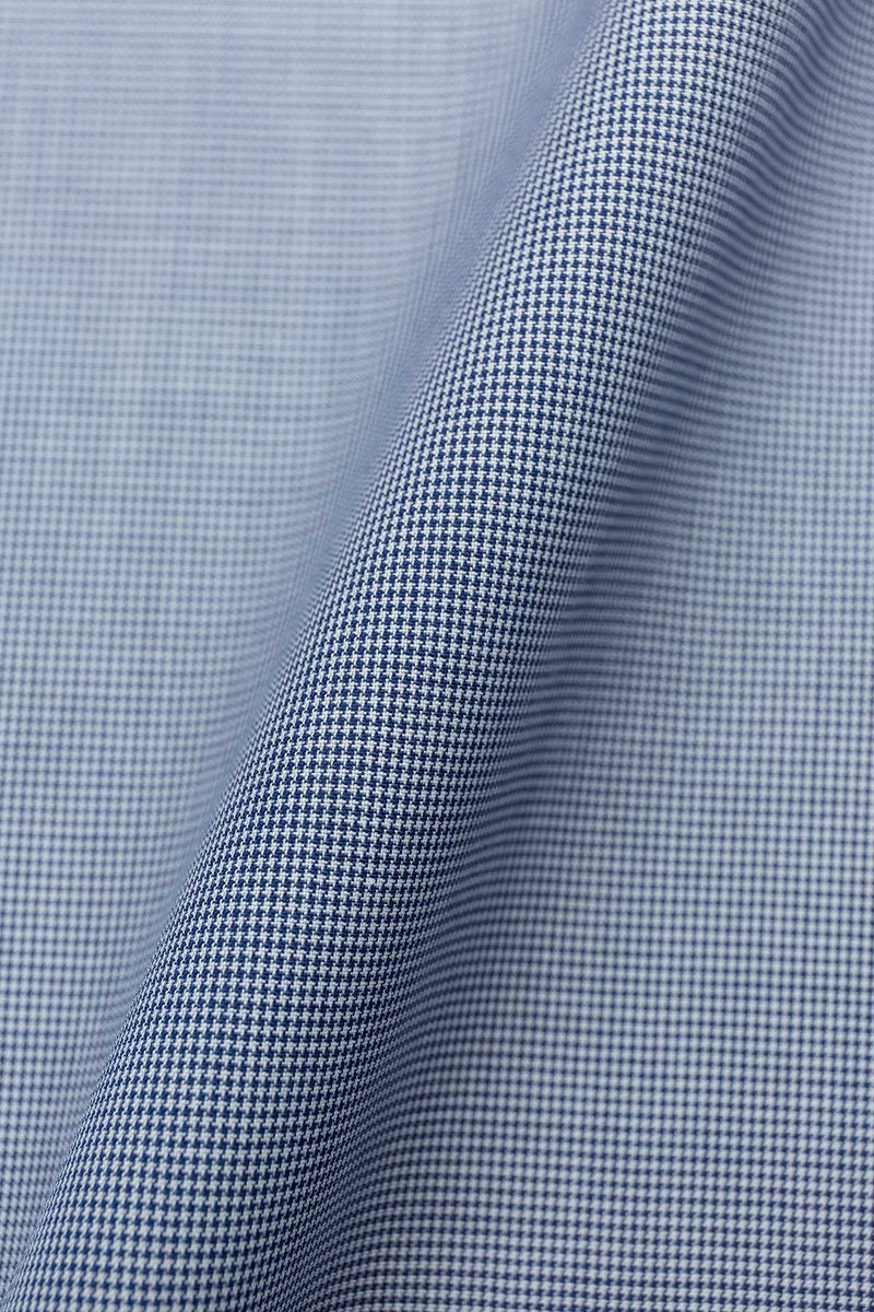 Avant 120s Ink Blue Mini Houndstooth Fabric