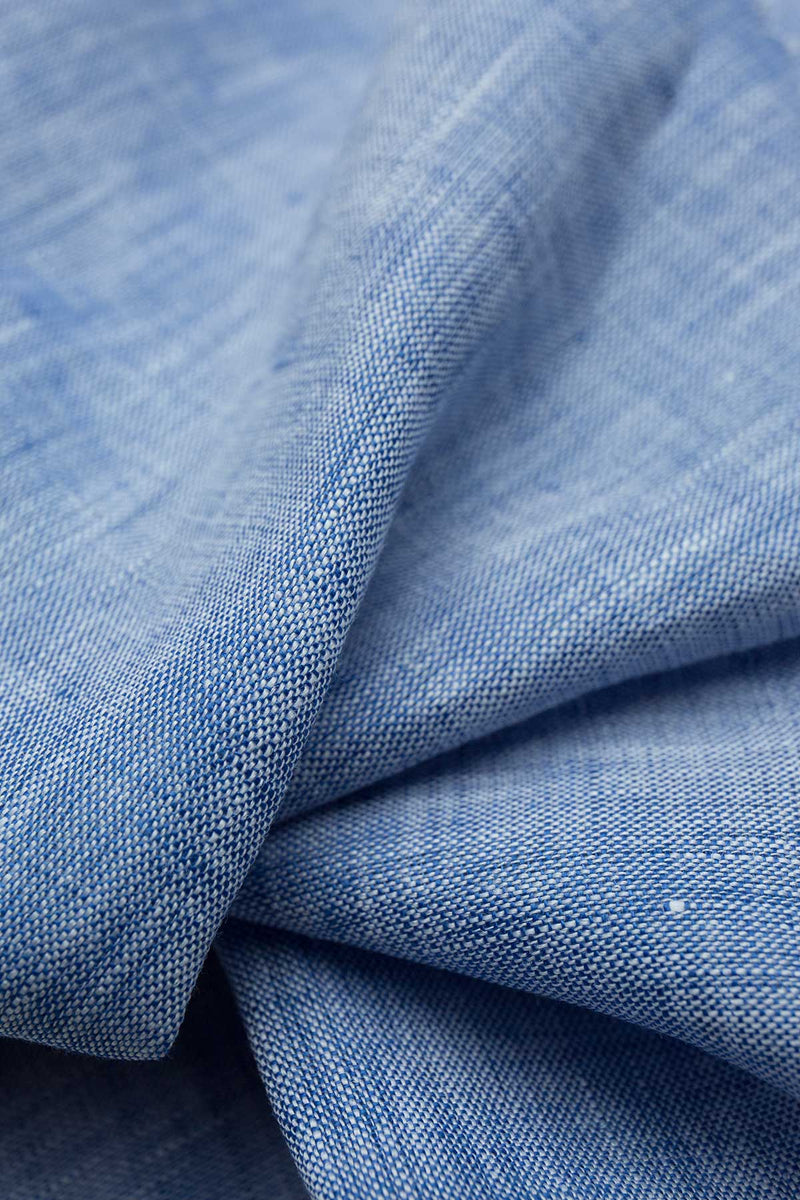 Azure Dark Blue Linen Fabric
