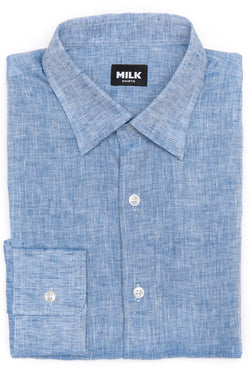 Azure Dark Blue Linen Shirt