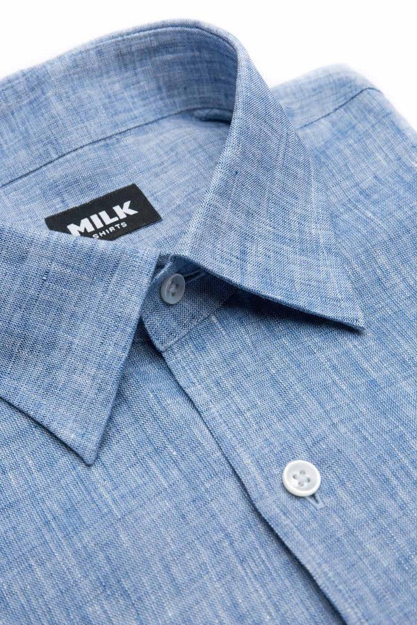 Azure Dark Blue Linen Shirt