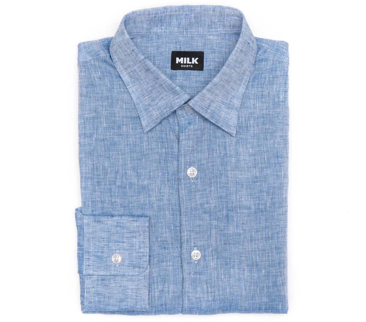 Azure Dark Blue Linen Shirt by MILK Shirts