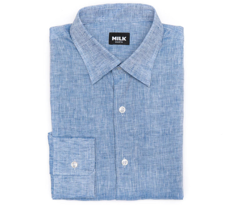 Azure Dark Blue Linen Shirt