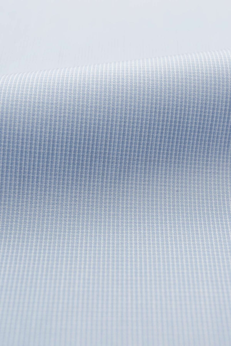 Benton 100s Micro Grid Blue Poplin Fabric