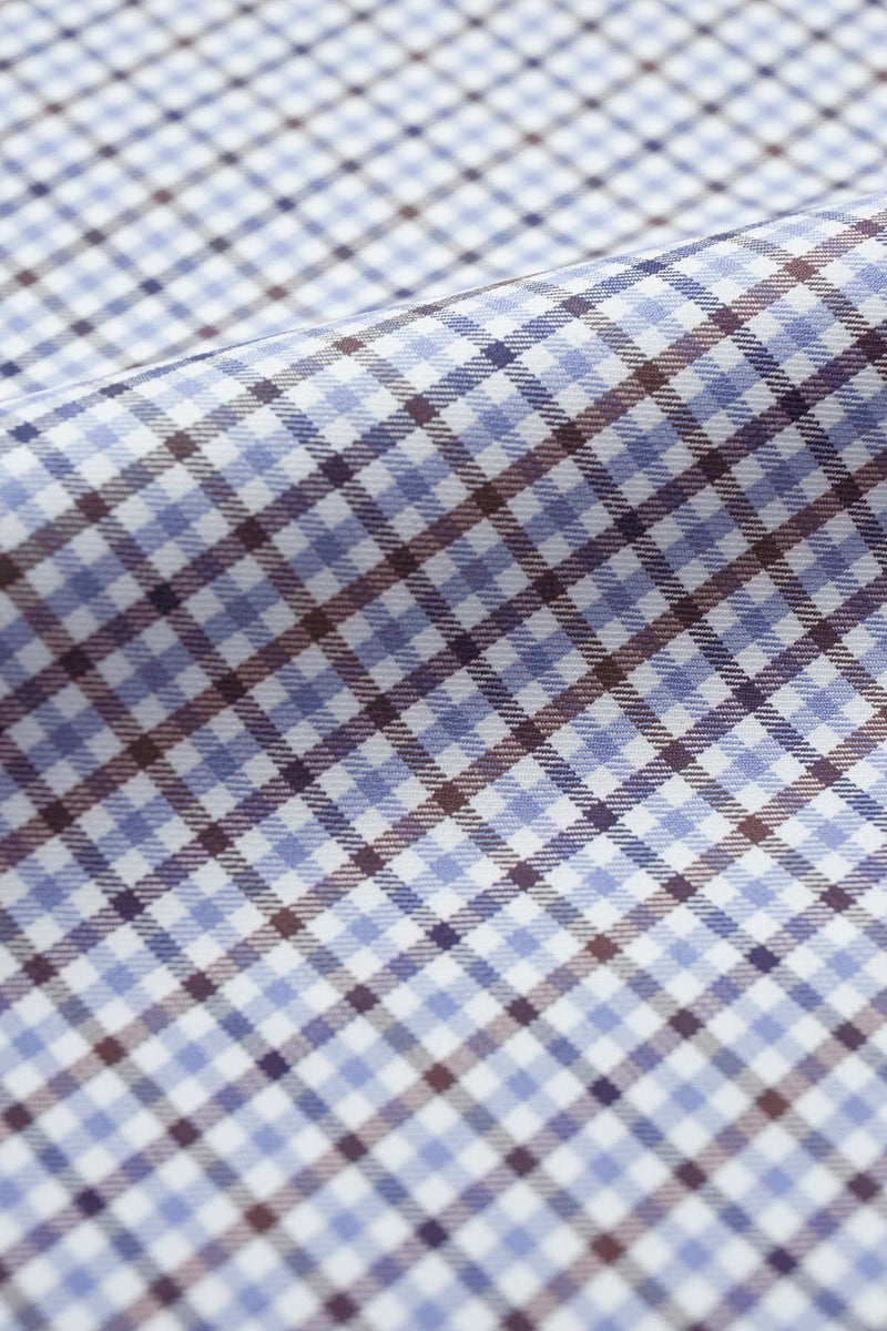 Doresa 100s Brown Blue Check Shirt