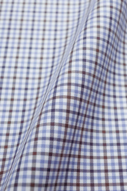 Doresa 100s Brown Blue Check Fabric