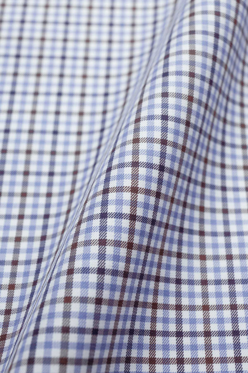 Doresa 100s Brown Blue Check Shirt