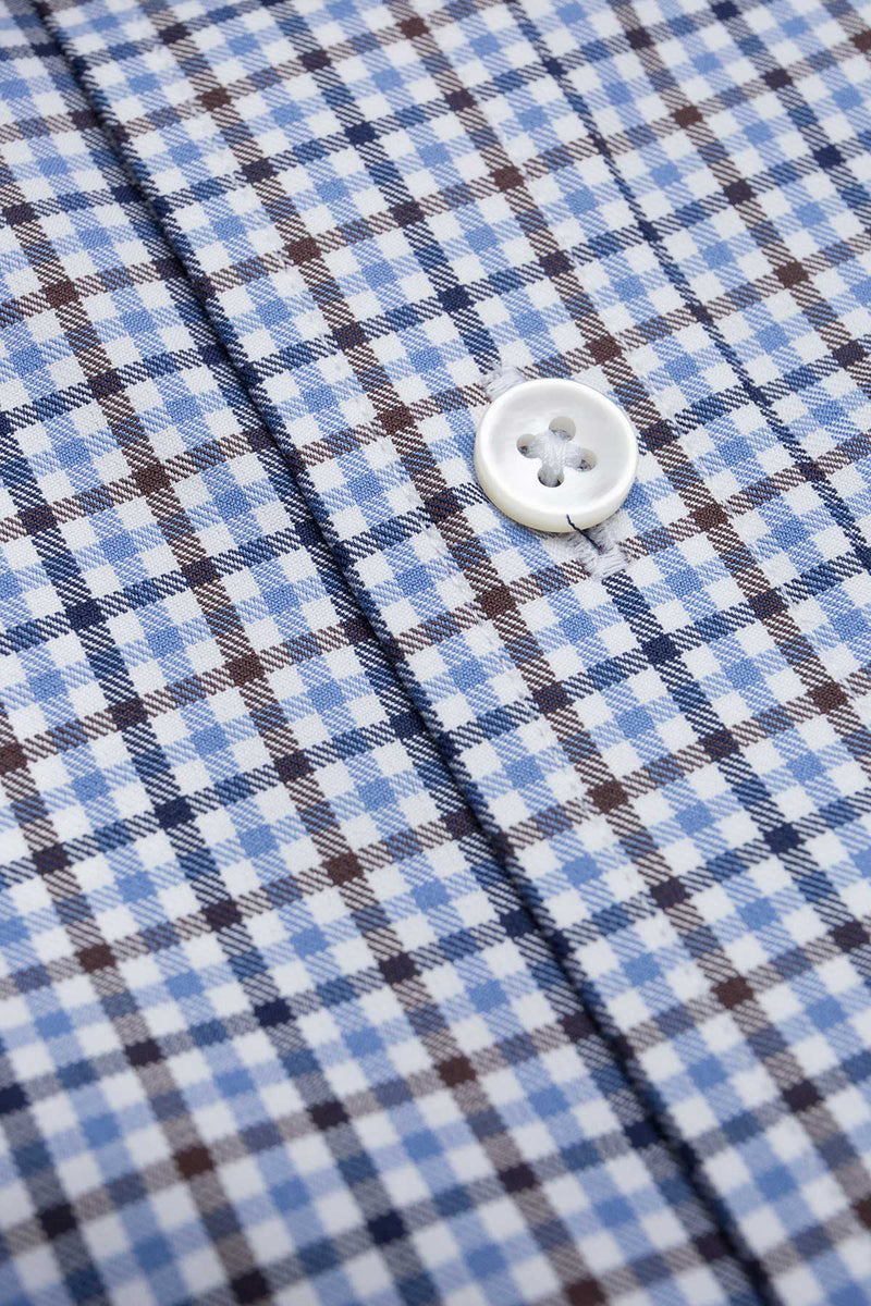 Doresa 100s Brown Blue Check Shirt