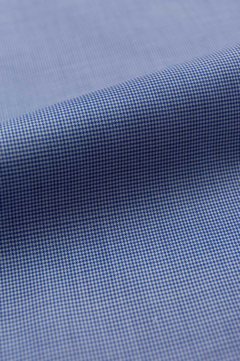 Lagoon 120s Blue Mini Houndstooth Fabric