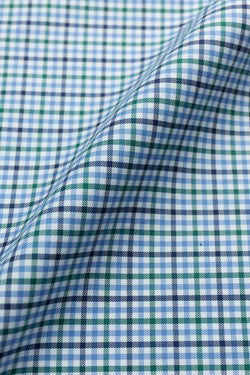 Natalia 100s Green Blue Check Fabric