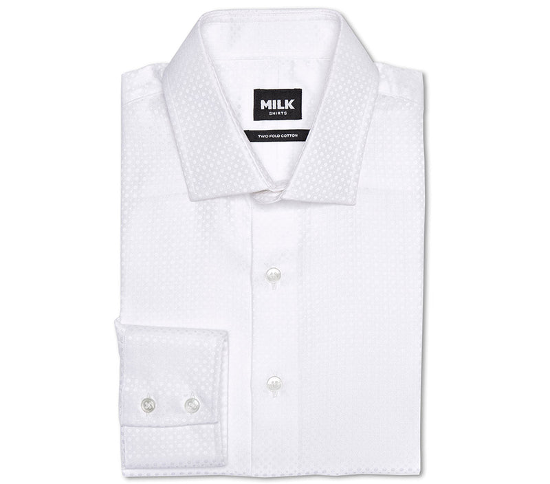 Octance 120s White Patterned Jacquard Shirt