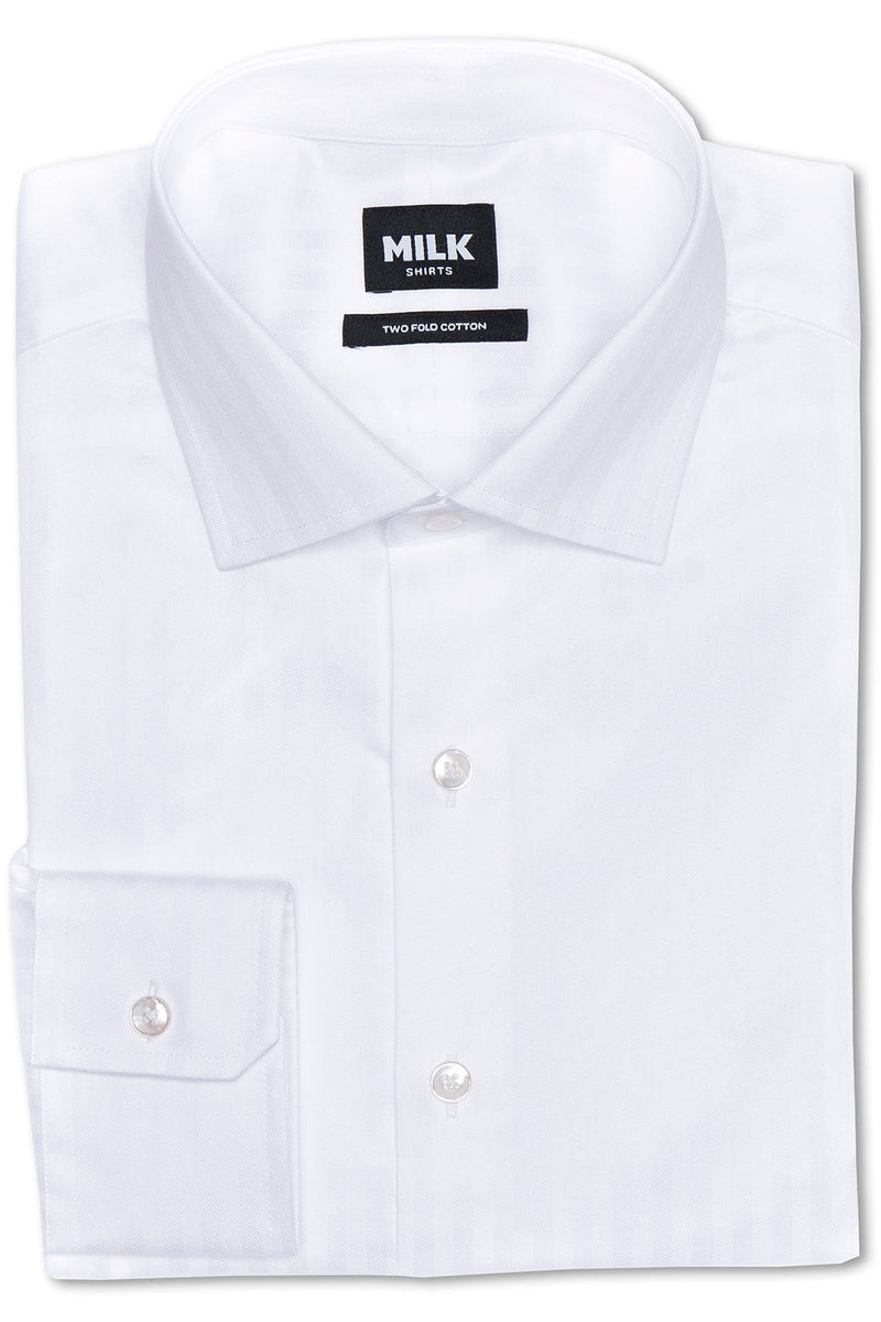 Olay 90s White Herringbone Shirt by MILK Shirts Olay 90s White Herringbone Shirt by MILK Shirts