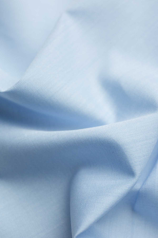 Zubin 100s Blue Poplin Fabric