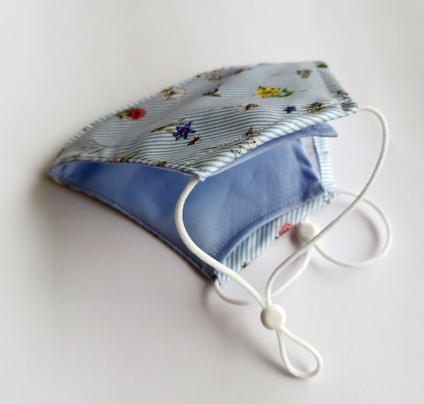 KID'S REUSABLE COTTON FACE MASK - STRIPES & FLOWERS