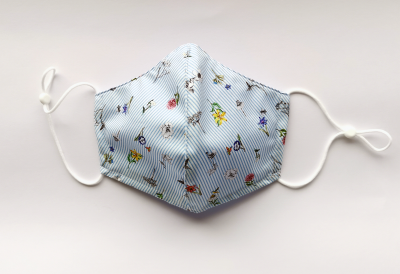 REUSABLE COTTON FACE MASK - STRIPES & FLOWERS